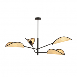 1160/4 - Lampa sufitowa  VENE 4 BLACK/RATTAN - EMIBIG