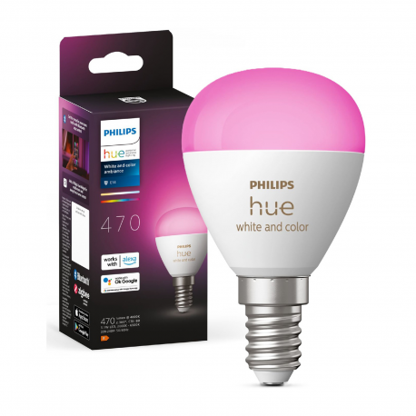 8719514491229 Inteligentna żarówka E14 kulka RGB PHILIPS HUE  E14 P45 5,1W CCT RGB