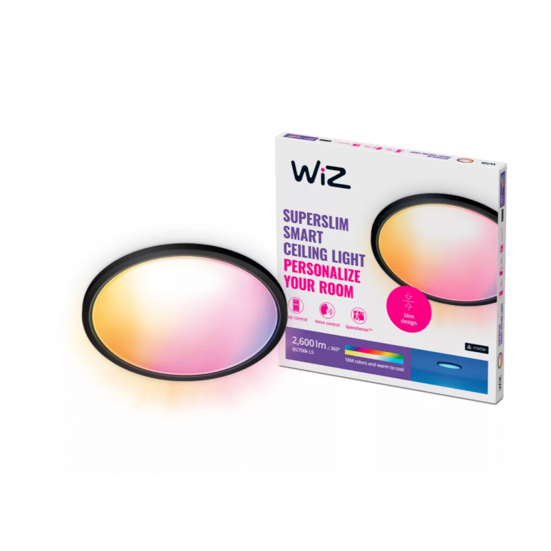 8720169072633 LAMPA SUFITOWA Superslim Ceiling 22 W WIZ PHILIPS czarna ogrągła