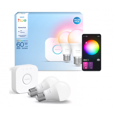 8721103103635 Podstawowy zestaw startowy: 2 inteligentne żarówki z trzonkami E27 (806 lm) PHILIPS HUE