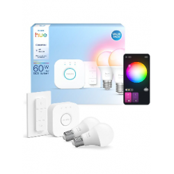 8721103103659 Podstawowy zestaw startowy: 2 inteligentne żarówki E27 (806 lm) + regulator przyciemniania PHILIPS HUE