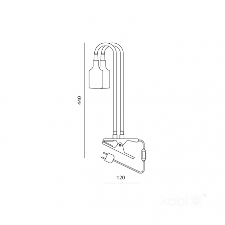 Lampka biurkowa PLANTY CLIP B DUO 2xE27 czarna Kobi Design  5907178003206
