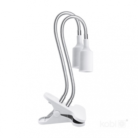 5907178003190 Lampka biurkowa PLANTY CLIP W DUO 2xE27 biała Kobi Design GROW
