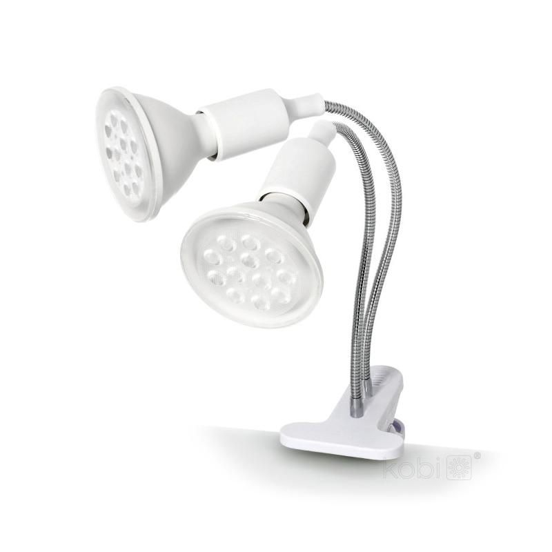 5907178003190 Lampka biurkowa PLANTY CLIP W DUO 2xE27 biała Kobi Design GROW