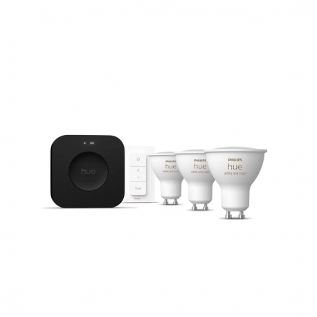 8720169374546 Zestaw startowy: 3 żarówki GU10 + regulator przyciemniania + Bridge Pro HUE PHILIPS