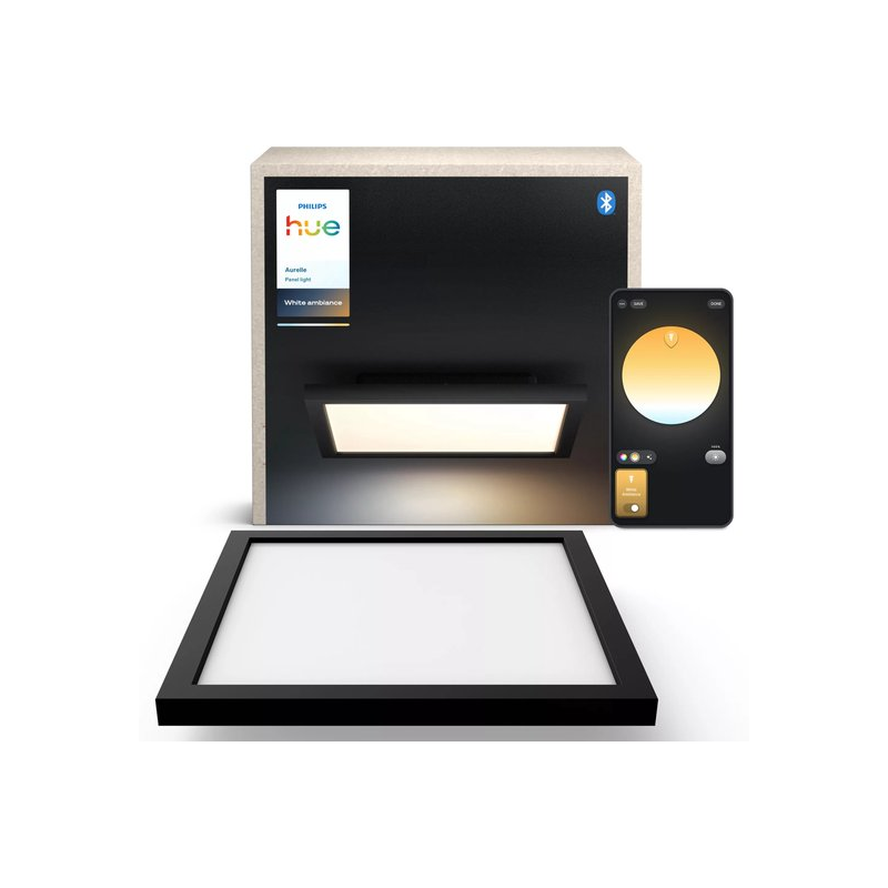 8720169329058 Kwadratowy czarny panel świetlny LED Aurelle 30 x 30 cm - Philips Hue
