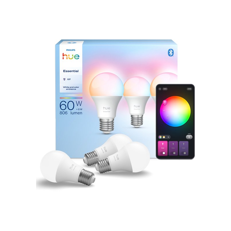 8721103055255 Essential A60 — Inteligentna żarówka E27 — 806 lm — 8 W — 3 szt PHILIPS HUE