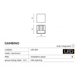 GAMBINO WHITE LC8005 LAMPA KINKIET LED AZZARDO WHITe
