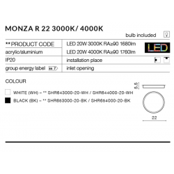 MONZA R 22 PLAFON CZARNY NATYNKOWY AZZARDO LED 3000K AZ2263