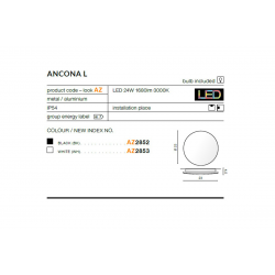 ANCONA L AZ2852 KINKIET LEDOWY AZZARDO CZARNY