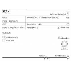 STAN 1 BK/BK AZ2811 LAMPA OCZKO WPUSZCZANE AZZARDO DOWNLIGHT CZARNY