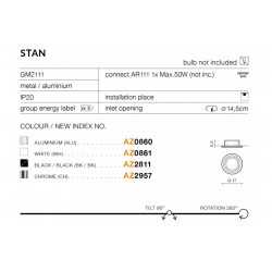 STAN 1 BK/BK AZ2811 LAMPA OCZKO WPUSZCZANE AZZARDO DOWNLIGHT CZARNY