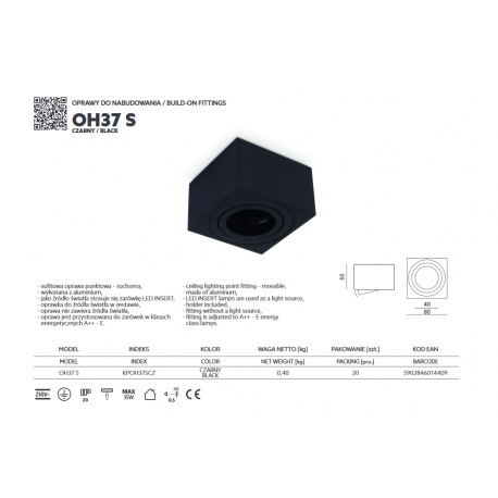 LAMPA NATYNKOWA TUBA RUCHOMA OH37S KPOH37SCZ KOBI---zapytaj o dostępność na magazynie---