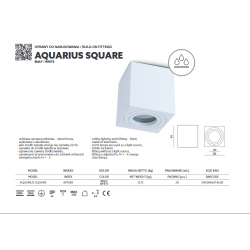 LAMPA NATYNKOWA TUBA AQUARIUS SQUARE BIAŁA IP44 KPASBI KOBI