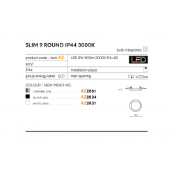 SLIM 9 ROUND 3000K BLACK IP44 AZ2834 LAMPA SUFITOWA PLAFON LED AZZARDO