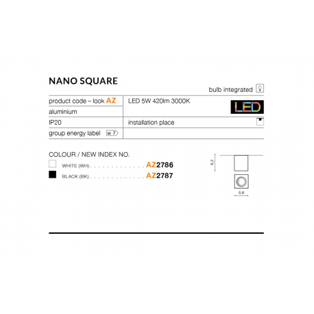 NANO SQUARE AZ2786 LAMPA NATYNKOWA OCZKO LED AZZARDO