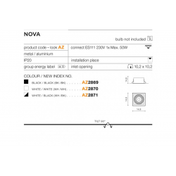 NOVA WH/WH AZ2870 ES111 LAMPA OCZKO WPUSZCZANE SPOT AZZARDO