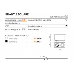 BRANT 2 SQUARE AZ2826 LAMPA NATYNKOWA BIAŁA AZZARDO