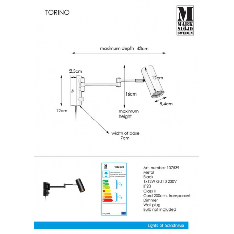 TORINO 107539 KINKIET MARKSLOJD