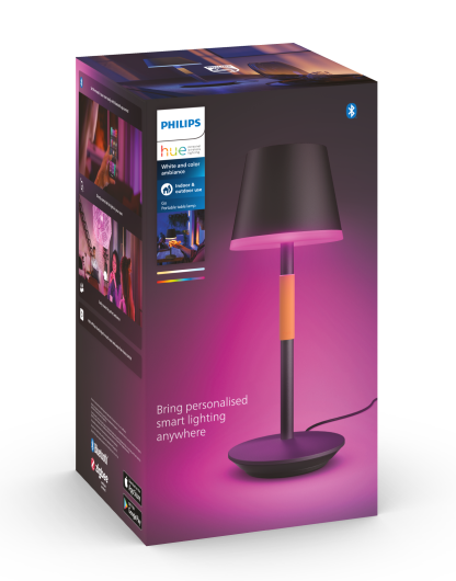 Philips Hue White and color ambiance Przenośna lampa stołowa Go (czarna)